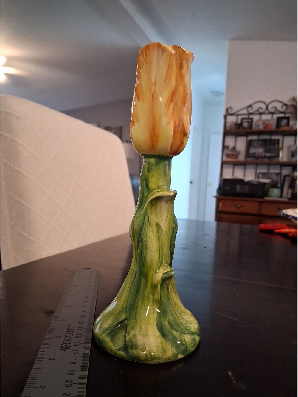 Vintage Ceramic Tulip-Shaped Candle Holder